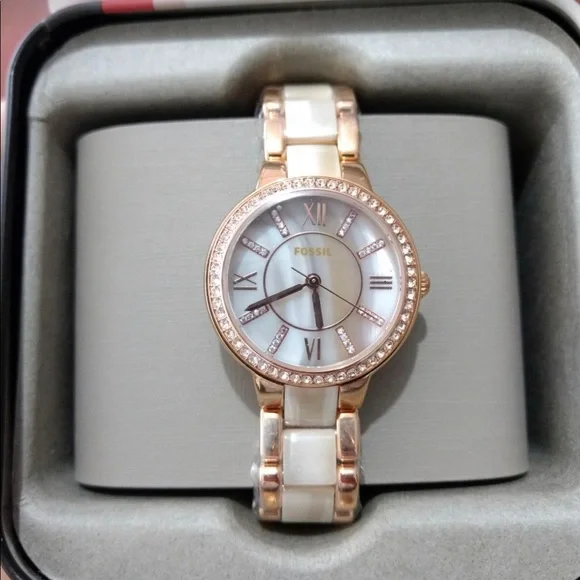 Fossil Quartz Stainless Steel Dress Crystal Accented Ladies Watch Fossil Women main image 4